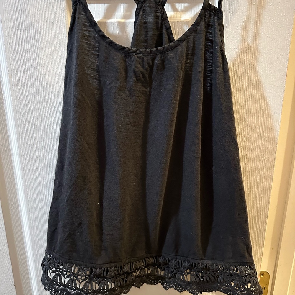 American Eagle Outfitters Black Camisole with Lace Hem